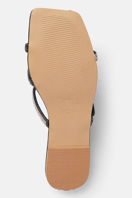 Buy Zori World Black Venom Stone Embellished Flats Online at Aza Fashions Buy_Zori World_Black Venom Stone Embellished Flats_Online_at_Aza_Fashions