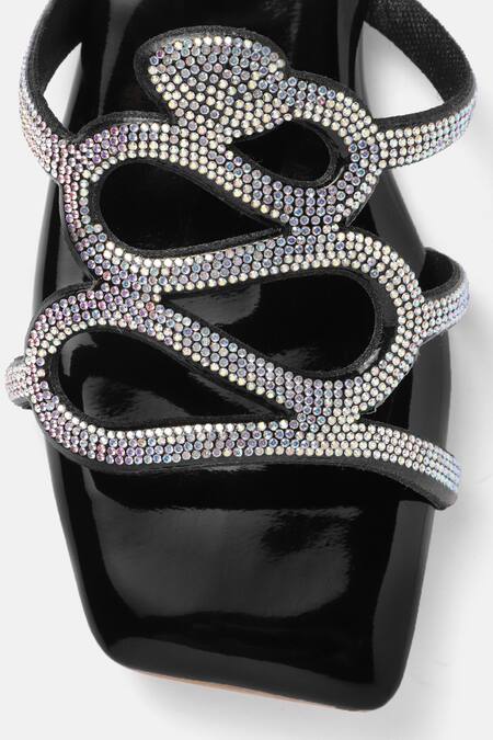 Zori World Black Venom Stone Embellished Flats at Aza Fashions Zori World_Black Venom Stone Embellished Flats_at_Aza_Fashions