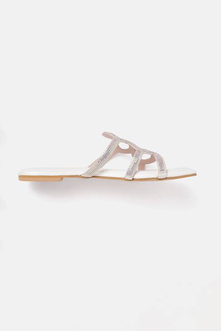 Zori World White Venom Embellished Snake Flats at Aza Fashions Zori World_White Venom Embellished Snake Flats_at_Aza_Fashions