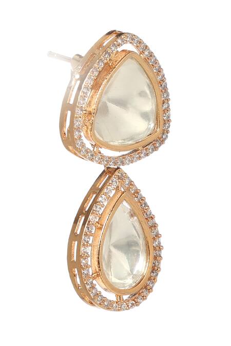Minaki_Gold Plated Crystals, Pearls, Stones Embellished Earrings _Online_at_Aza_Fashions