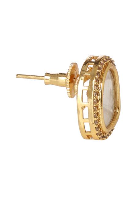 Minaki_Gold Plated Crystals, Piping, Zari Embellished Studs _Online_at_Aza_Fashions