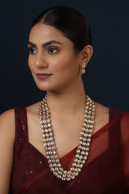Minaki Kundan Embellished Layered Necklace Set 