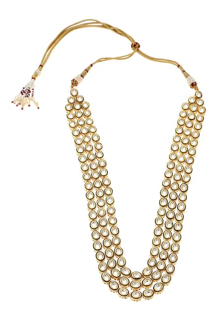 Minaki_Green Diamonds, Stones Kundan Embellished Layered Necklace Set_Online_at_Aza_Fashions