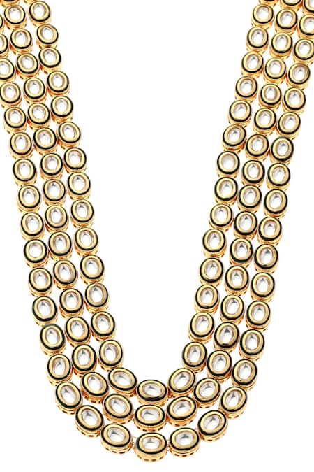 Buy_Minaki_Green Diamonds, Stones Kundan Embellished Layered Necklace Set_Online_at_Aza_Fashions
