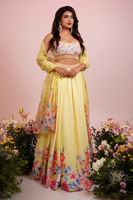 Label Priyanka Kar Botanic Print Lehenga Set 