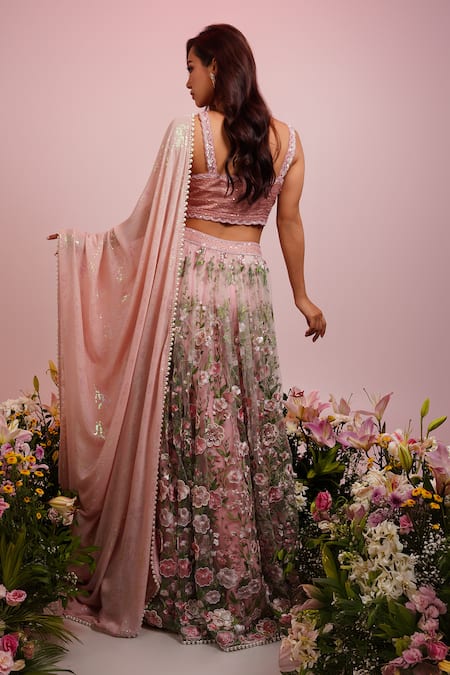 Label Priyanka Kar Botanical Pattern Lehenga Set 