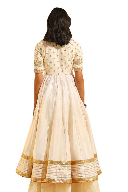 Sheetal Batra Ivory Organza, Satin, , Chanderi Irshaad Anarkali Skirt Set Online at Aza Fashions Sheetal Batra_Ivory Organza, Satin, , Chanderi Irshaad Anarkali Skirt Set _Online_at_Aza_Fashions