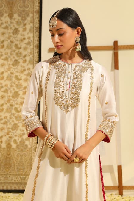 Shop Sheetal Batra Ivory , Chanderi, Organza Gota Patti, Shiza Kurta And Palazzo Set Online at Aza Fashions Shop_Sheetal Batra_Ivory , Chanderi, Organza Gota Patti, Shiza Kurta And Palazzo Set _Online_at_Aza_Fashions