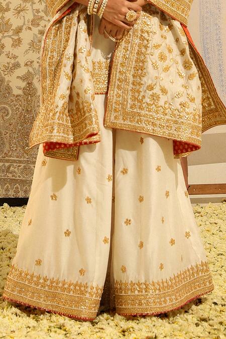 Sheetal Batra Ivory Silk Organza, Silk, Chanderi Suleman Gota Patti Kurta Sharara Set Online at Aza Fashions Sheetal Batra_Ivory Silk Organza, Silk, Chanderi Suleman Gota Patti Kurta Sharara Set _Online_at_Aza_Fashions