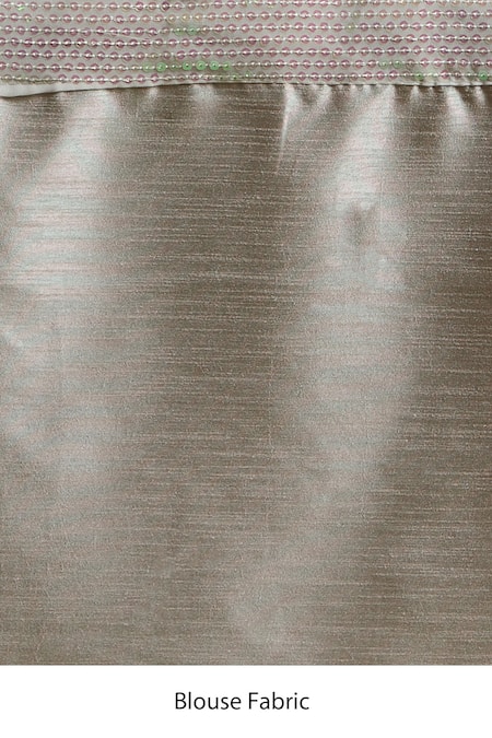 Buy_Naintara Bajaj_Grey Georgette, Brocade Sequins Stripe Saree With Unstitched Blouse Piece 