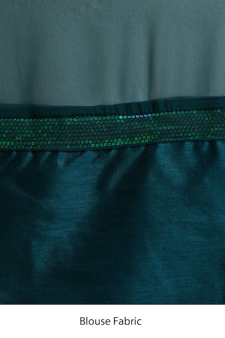 Buy_Naintara Bajaj_Green Georgette, Brocade Sequins Stripe Saree With Unstitched Blouse Piece 