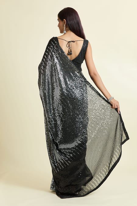 Naintara Bajaj Sequined Saree With Unstitched Blouse Piece 