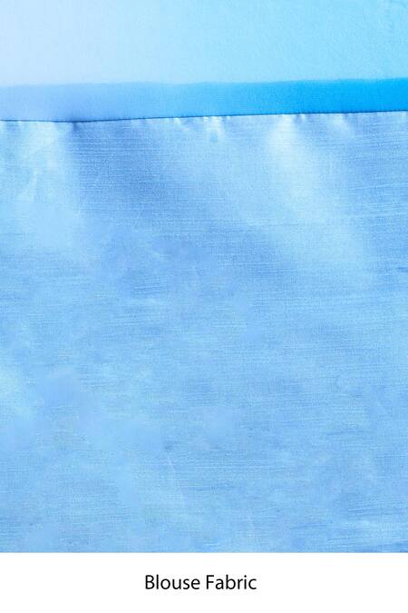 Buy_Naintara Bajaj_Blue Georgette, Brocade Ombre Embellished Saree With Unstitched Blouse Piece