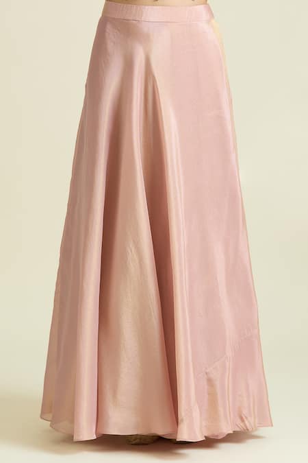 Samyukta Singhania Rose Gold Tissue, Taffeta Sequins, Floral Embroidered Scallop Jacket Lehenga Set at Aza Fashions Samyukta Singhania_Rose Gold Tissue, Taffeta Sequins, Floral Embroidered Scallop Jacket Lehenga Set _at_Aza_Fashions