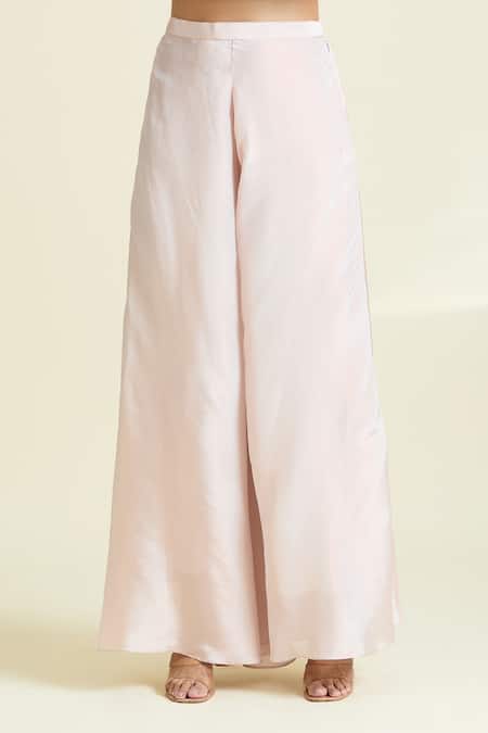 Buy_Samyukta Singhania_Pink Tissue, Taffeta Embroidery, Sequins V-neck, Blossom Embellished Jacket Set 