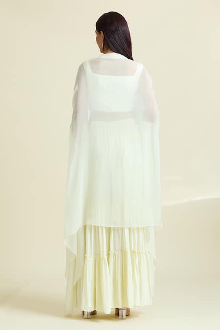 Samyukta Singhania Sequin Bead Embellished Border Cape Sharara Set 