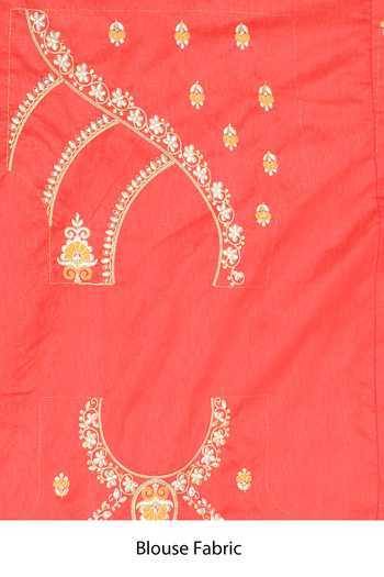 Samyukta Singhania_Orange Silk Foil Printing Saree With Unstitched Blouse Piece _Online_at_Aza_Fashions