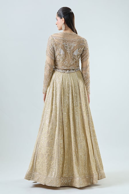 Samyukta Singhania Floral Vine Embroidered Sequin Bridal Lehenga Set 