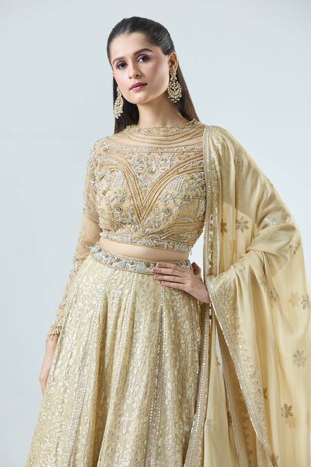 Shops Sequin floral lehenga in a gold