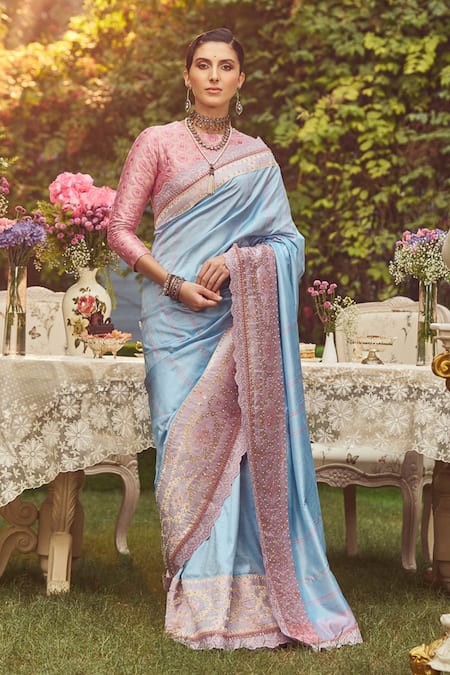 Kasturi Kundal Jane Austen Zari Handloom Saree With Unstitched Blouse Piece 