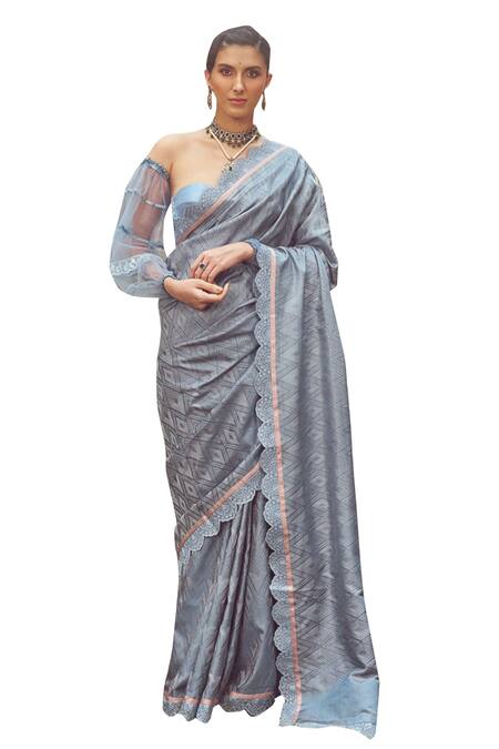 Buy Kasturi Kundal Blue Silk Emma Handloom Saree With Unstitched Blouse Piece Online at Aza Fashions Buy_Kasturi Kundal_Blue Silk Emma Handloom Saree With Unstitched Blouse Piece _Online_at_Aza_Fashions