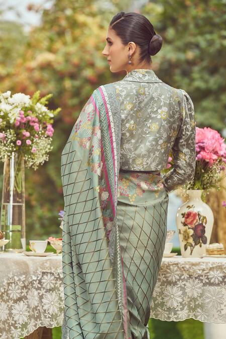 Buy_Kasturi Kundal_Green Silk Embroidery, Jane Eyre Handloom Saree With Unstitched Blouse Piece 
