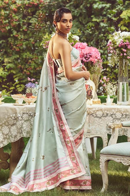 Kasturi Kundal Estella Zari Handloom Saree With Unstitched Blouse Piece 