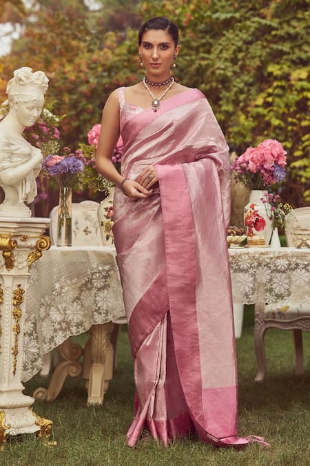 Kasturi Kundal Irene Adler Tissue Handloom Saree With Unstitched Blouse Piece 