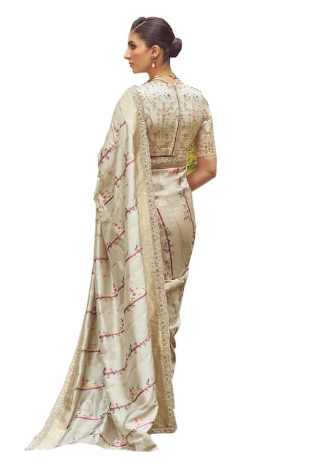 Buy Kasturi Kundal Beige Silk Embroidery Juan Of Arc Saree With Unstitched Blouse Piece Online at Aza Fashions Buy_Kasturi Kundal_Beige Silk Embroidery Juan Of Arc Saree With Unstitched Blouse Piece _Online_at_Aza_Fashions