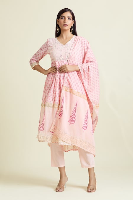 Samyukta Singhania Block Print Anarkali & Pant Set 