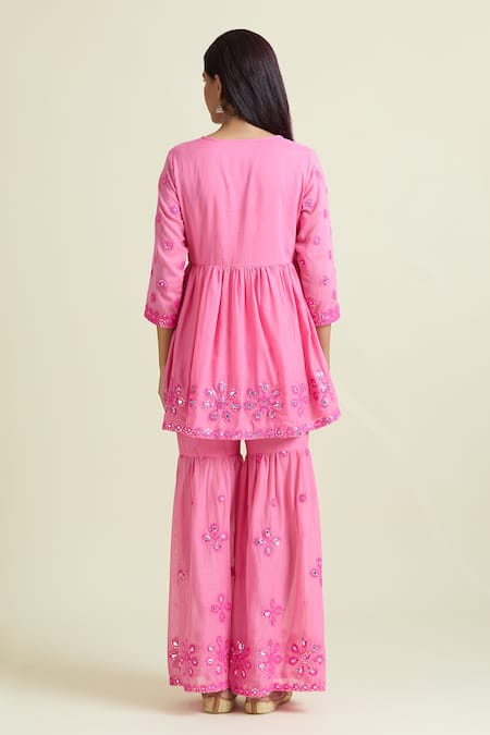 Samyukta Singhania Sequin Embroidered Peplum Kurta & Sharara Set 