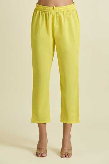 Buy_Adara Khan_Yellow Pant Cambric, Angarkha And Dupatta Embroidered Set_Online_at_Aza_Fashions