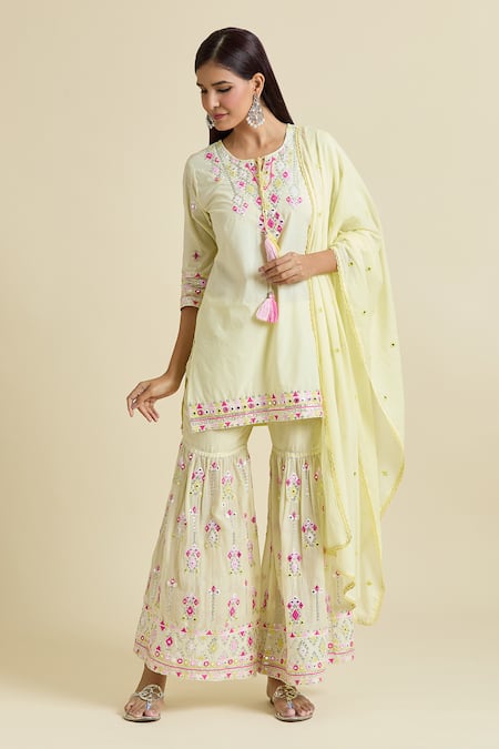 Samyukta Singhania Embroidered Kurta Sharara Set 