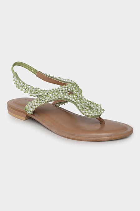 Aanchal Sayal Lagoon Pearl Embroidered Flats 