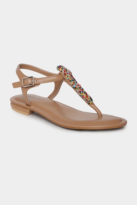 Aanchal Sayal Sandy Beaded Strap Flats 