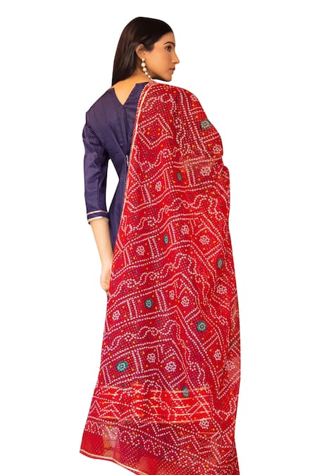 Bannhi By Priyanka Rathore Blue Cotton, Silk, Muslin Gota Patti, Embroidery Round Neck Anarkali Pant Set at Aza Fashions Bannhi By Priyanka Rathore_Blue Cotton, Silk, Muslin Gota Patti, Embroidery Round Neck Anarkali Pant Set _at_Aza_Fashions