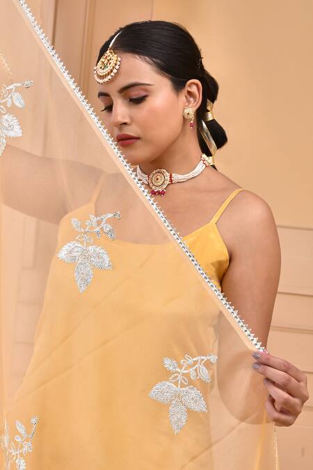 Buy Bannhi By Priyanka Rathore Yellow Organza, Silk Gota Patti, Embroidery Scoop Placement Work Kurta Pant Set Online at Aza Fashions Buy_Bannhi By Priyanka Rathore_Yellow Organza, Silk Gota Patti, Embroidery Scoop Placement Work Kurta Pant Set _Online_at_Aza_Fashions