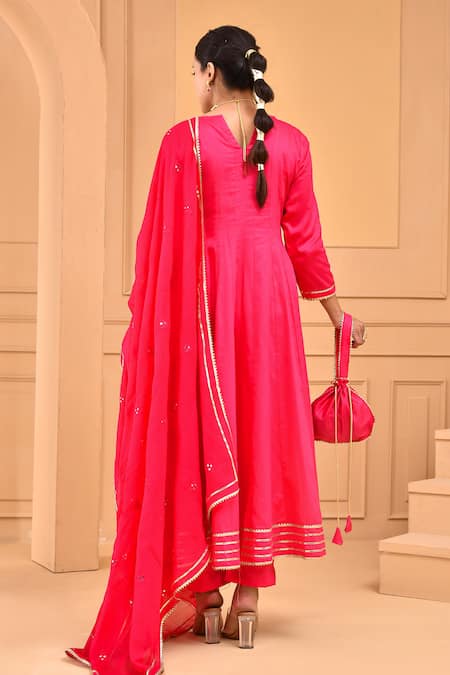 Shop Bannhi By Priyanka Rathore Pink Georgette, Satin, Anarkali And Pant Set With Work Dupatta at Aza Fashions Shop_Bannhi By Priyanka Rathore_Pink Georgette, Satin, Anarkali And Pant Set With Work Dupatta _at_Aza_Fashions