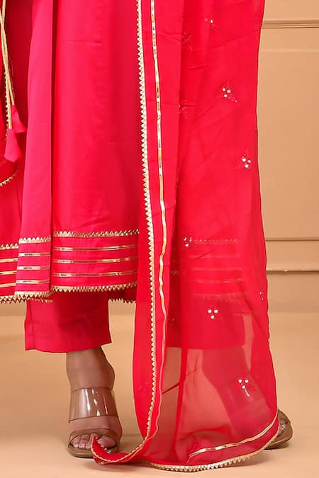 Bannhi By Priyanka Rathore Pink Georgette, Satin, Anarkali And Pant Set With Work Dupatta Online at Aza Fashions Bannhi By Priyanka Rathore_Pink Georgette, Satin, Anarkali And Pant Set With Work Dupatta _Online_at_Aza_Fashions