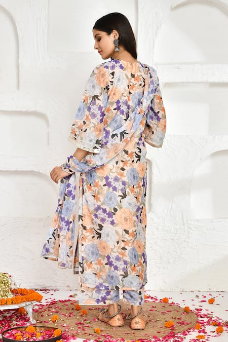 Bannhi By Priyanka Rathore Flower Garden Print Kurta Palazzo Set 