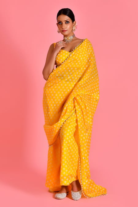 Bannhi Chanderi Bandhani Pattern Palazzo Saree With Blouse 