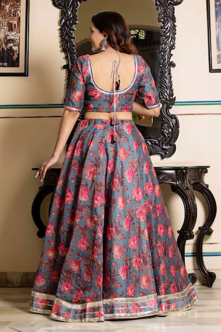 Bannhi By Priyanka Rathore Flower Print Lehenga Set 