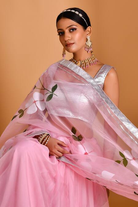 Shop Bannhi By Priyanka Rathore Pink Organza Gota Patti Square Neck Border Embellished Lehenga Set Online at Aza Fashions Shop_Bannhi By Priyanka Rathore_Pink Organza Gota Patti Square Neck Border Embellished Lehenga Set _Online_at_Aza_Fashions