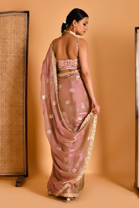 Bannhi By Priyanka Rathore Floral Embellished Saree With Blouse 