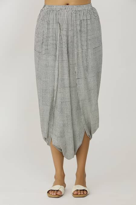 Shop_Neeta Bhargava_Yellow Chanderi, Crepe Embroidery Round Neck Peplum Kurta And Dhoti Pant Set _Online_at_Aza_Fashions