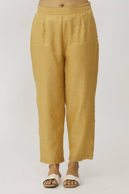 Buy_Neeta Bhargava_Gold Tissue, Velour Embroidery Round Neck Kaftan Pant Set _Online_at_Aza_Fashions