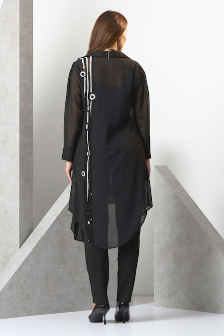 Eli Bitton Sequin Hand Embroidered Kurta Pant Set 