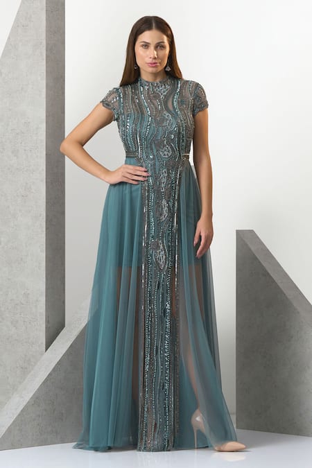 Eli Bitton Bead Hand Embroidered Gown Set 