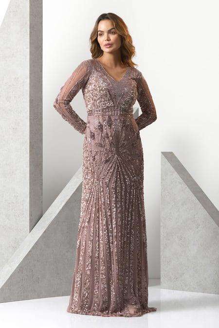 Eli Bitton Sequins Hand Embroidered Gown 