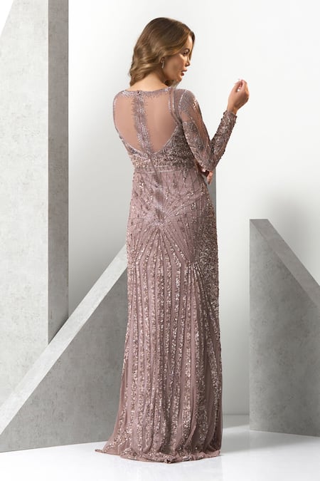Eli Bitton Sequins Hand Embroidered Gown 